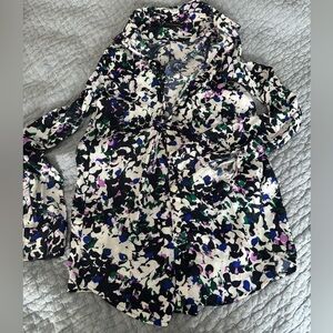 Banana Republic Black and Purple Floral Blouse